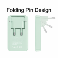 Adaptateur de chargeur USB C double PD 35W turquoise, avec broches pliables, portable pour les voyages