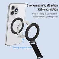 Support de téléphone magnétique super puissant en alliage d'aluminium, rotatif à 360°, réglable en angle, avec dragonne de poignet, pour bureau (OEM/ODM)