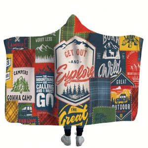 Couverture polaire à capuche personnalisable avec logo, douillette et surdimensionnée, idéale pour les promotions en extérieur - Product Image 1