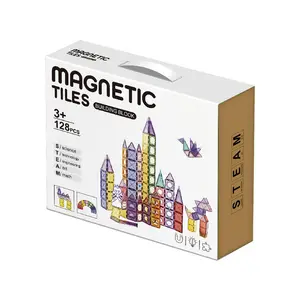 מכירה לוהטת diy בלוק מגנט צעצוע 128pcs creative להרכיב 3d צבעוני מגנטי אבני בניין אריחי לילדים