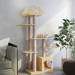 Árbol para Gatos Moderno Serie Nube de Madera, <span class=keywords><strong>Centro</strong></span> de Actividades de Múltiples Niveles para Gatos de Interior - Product Image 2