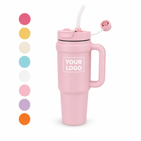 Mug Kopi Perjalanan Tumbler Vakum Isolasi Dinding Ganda Stainless Steel 30oz 890ml Custom dengan Sedotan