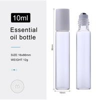 Flacon de parfum roll-on en verre ambré miniature SUMEEAR 10 ml, bouchon en PP blanc, diamètre 16 mm, rechargeable, emballage pour échantillon d'huile essentielle