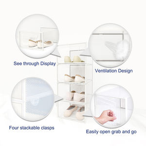 כבל אחסון נעליים גדולה תיבת אחסון נעל stackable פלסטיק המארגן עבור ארון חיסכון מתקפל נעל מתקפלת - Product Image 6