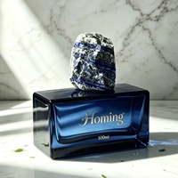 Flacons de parfum en verre rectangulaires personnalisés en gros, 30 ml, 50 ml, 100 ml, avec couvercles en pierre et logo privé
