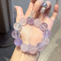 Bracelet en cristal naturel multicolore - Blanc crème, sang de cheval et améthyste, design unique pour cadeau de meilleure amie