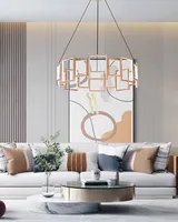 Xinzhong Contemporain Élégant Style Art Déco Rond E26 Base Forme Ovale LED Villa Rectangulaire Lumières Lustre Design Pendentif