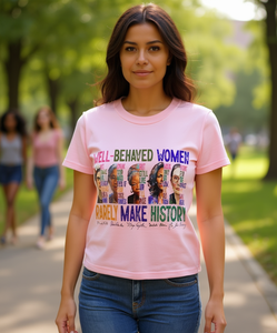 T-shirt da donna Comfort Colors Well Behaved Women Make History Feminist Icons Design Rosa Taglia Media - Product Image 2