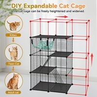 Enclos pour chat à 3 niveaux DIY, parc pour chat intérieur et extérieur avec hamac, cage en fil métallique détachable, cage pour chat