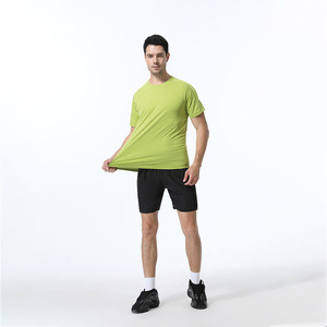 T-shirts personnalisés à ourlet incurvé pour hommes, vierges, 220 g/m², 95 % coton, 5 % élasthanne, pour la gym, le fitness et l'entraînement - Product Image 3