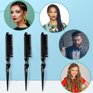 Peigne démêlant à queue personnalisé pour coiffure, ajoute du volume, 3 rangées <span class=keywords><strong>de</strong></span> dents, <span class=keywords><strong>en</strong></span> plastique noir, <span class=keywords><strong>brosse</strong></span> à cheveux <span class=keywords><strong>de</strong></span> salon pour le coiffage et le tapissage - Product Image 5