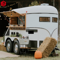 2025 Vintage cheval nourriture remorque café camion Mobile cuisine cheval boîte remorque Hot Dog support bonbons chariot Mobile Bar remorque