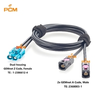 Câble Ethernet automobile 2-en-1 GEMnet Z Code Femelle vers 2x GEMnet A Code Mâle TE 1-2386612-4 2368003-1 pour la conduite autonome