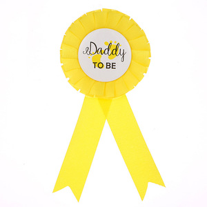 E-Magic Tissu en relief Couleur unie Polyester de haute qualité Broche de fête pour nouveau-né Papa à être Rossets pour la décoration de fête - Product Image 3
