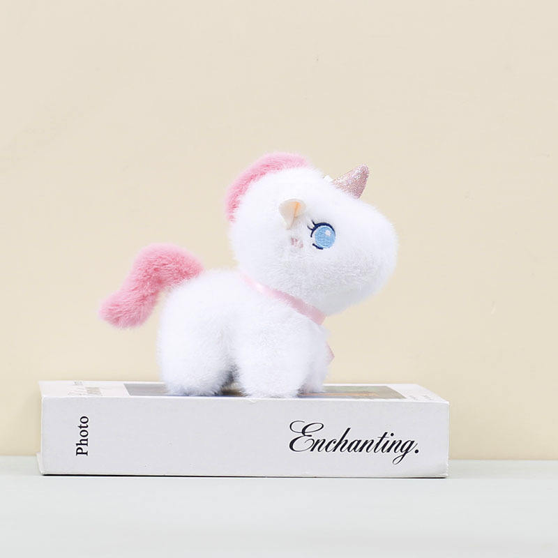 Porte-clés en peluche licorne blanche