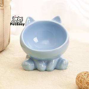 Nuova vendita calda modello solido colore puro elegante accessori in ceramica per animali domestici alimentatori obliqua Cat Dog ciotola di lusso - Product Image 4