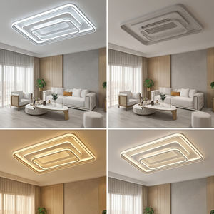 โคมไฟเพดานห้องนั่งเล่นทรงสี่เหลี่ยมขนาดใหญ่แบบสามชั้นทันสมัย พร้อมดีไซน์ลายน้ำแข็งตรงกลาง สำหรับตกแต่งภายในวิลล่าหรู - Product Image 2