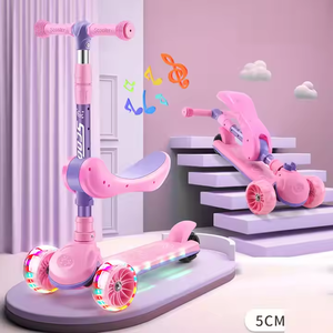 Patinete ajustable de 3 ruedas de la suerte de fabricante europeo, patinete para niños con luz LED de rueda grande - Product Image 2