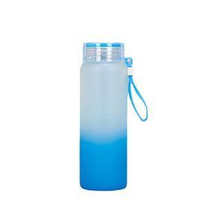 XH GT8006 Multipurpose Gradient Dyed Glass Water Bottle 500ml Lightweight Color Coordinated Lanyard Daily Reusable Mug - Product Image 3