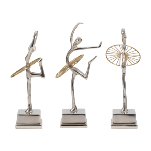 Statuette scultoree in metallo di ballerine per decorazioni domestiche, ornamenti eleganti per bagno, ufficio, scrivania, soggiorno. - Product Image 1