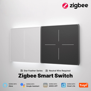 ZigBee สมาร์ทวอทช์ไวไฟ IP20 Tuya สมาร์ทโฮมแอปควบคุมสวิตช์ติดผนังด้วยกระจก AC90-250V สวิตช์ไฟทองเหลืองไวต่อการสัมผัส - Product Image 3