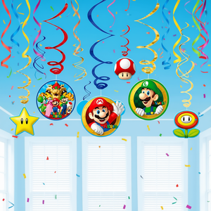Espirales Decorativas de Plástico de Super Mario, 6 Piezas, Adornos Colgantes Reutilizables para Fiestas de Cumpleaños Infantiles - Product Image 3