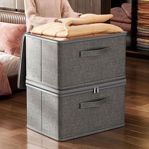 Foldable Lidded Cotton Linen Storage <b>Boxes</b> with PP Plastic Board Home Storage Cubes Closet Clothes Organizer - Product Image 4