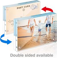 Cadre photo transparent en acrylique magnétique double face, solide, pour table, présentoir d'images