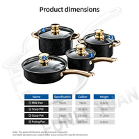Ensemble de casseroles en granit antiadhésif FLEY Premium, articles pratiques pour la cuisine, compatibles avec toutes les cuisinières, kit d'ustensiles de cuisine pour la maison