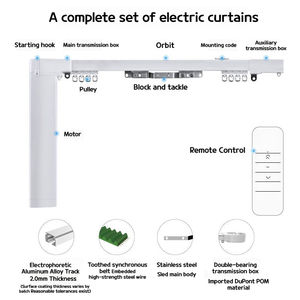 מסלול מנוע וילון חשמלי חכם עם זיגבי בקרת קול | וילונות אוטומטיים מודרניים לחדרי מגורים - Product Image 3
