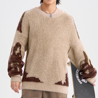 Tricots personnalisés pour hommes de haute couture en fausse fourrure de vison Jacquard pulls flous pulls surdimensionnés