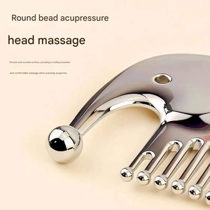 Adorable masajeador de terapia capilar de acero inoxidable, peine de acupuntura portátil para uso doméstico, herramienta Gua Sha - Product Image 5