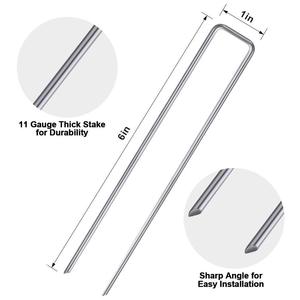 Confezione da 50 picchetti per tende da giardino da 12 pollici graffette per paesaggi zincate perni di terra in acciaio calibro 11 - Product Image 2
