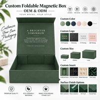 Boîte à rabat magnétique vert foncé mat de qualité supérieure, boîte cadeau d'entreprise en carton rigide pliable, écologique et luxueuse