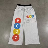 Nouvelle Arrivée Pantalon Ample Rétro Hip Hop pour Homme avec Imprimé Lettres et Strass Thermocollés en Coton, Coupe Large