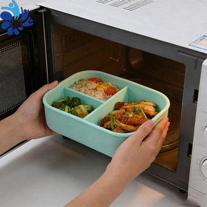 Lonchera Rectangular de Silicona con Compartimentos y Tapa, Apta para Microondas y Refrigerador, Contenedor de Almacenamiento para Viajes - Product Image 1