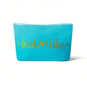 Pochette de maquillage en coton rose à fermeture éclair avec logo personnalisé Vente en gros Petite pochette de maquillage en toile pour cadeaux de demoiselle d'honneur avec marque privée - Product Image 3