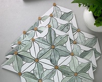 Mosaïque de marbre vert émeraude écologique haut de gamme, motif floral, polie, taille personnalisée pour villa, chambre d'hôtel, décoration de luxe, vente en gros