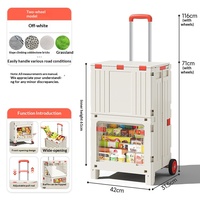 Chariot de courses pliable HONGJINFUN YN8030 avec cadre en alliage, roues élargies, portable, mobile, pour la maison, le supermarché, le camping en plein air