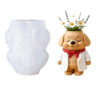 Moule en silicone Dumo Dog Jar pour pot de fleurs, moule à béton fait main pour pot de plante, fournitures de fabrication de coupelles en plâtre pour la décoration intérieure