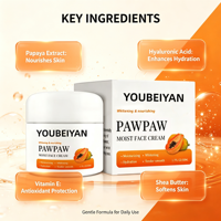 Crème hydratante pour le visage à la papaye de marque OEM, anti-rides, hydrate, éclaircit, réduit les taches brunes, élimine la pigmentation, nourrit