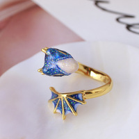 Perhiasan Hadiah untuk Wanita Cincin Jari yang Dapat Disesuaikan Gaya Punk Viking Hewan Ular Cincin Naga Enamel Modis