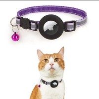 Collier réglable de luxe en nylon souple pour chat avec support réfléchissant Airtag Offres Spéciales accessoire pour animaux de compagnie avec cloche