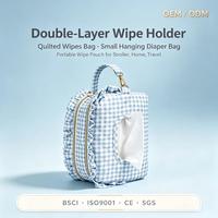 Sac de rangement pour lingettes bébé à volants imprimé floral, équipé d'un clip de suspension, adapté à la poussette, au chariot de courses, au siège auto, fermeture éclair YKK