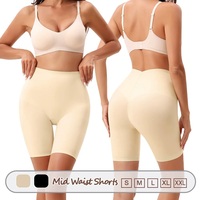 Shorty gainant sans couture taille haute pour femme, double couche de compression, contrôle du ventre, mi-cuisse, anti-frottement, sous-vêtement sculptant