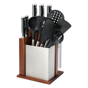 طراز جديد 12 قطعة أدوات طهي كاملة طقم أواني مطبخ من السيليكون طقم سكاكين طاه احترافية مع كتلة خشبية - Product Image 2