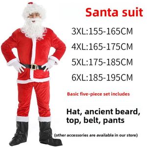 Cross-border Santa Claus Costume Adults Men's Women's Performance Attire Holiday Dress-up <b>Gold</b> Velvet Christmas Outfit Set - Product Image 4