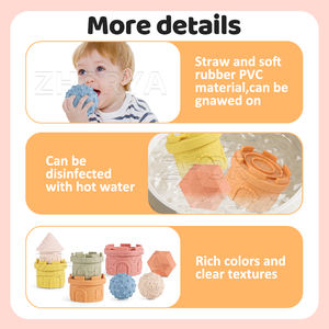 Zhorya sans BPA Silicone doux châteaux blocs <span class=keywords><strong>de</strong></span> construction dentition empilage anneau <span class=keywords><strong>de</strong></span> dentition enfant éducatif bébé empileur jouet empilable - Product Image 5