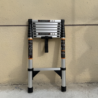 Échelle télescopique en aluminium de 2,3 m avec stabilisateurs triangulaires, conception pliable, capacité de charge de 150 kg, verrouillage manuel, pour salle de sport et escalier