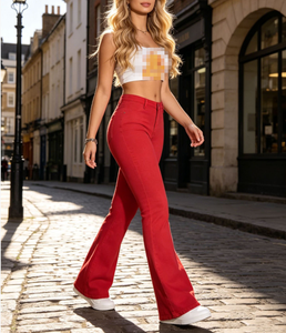 New girls' low <b>waist</b> <b>elastic</b> denim micro flared pants, European and American sweet and cool style explosive - Product Image 5